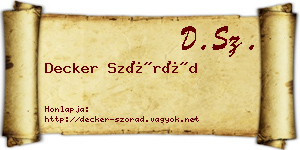 Decker Szórád névjegykártya